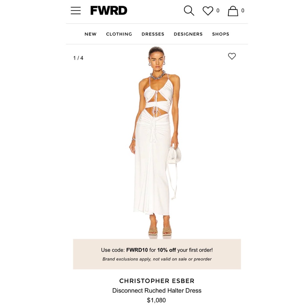 CHRISTOPHER ESBER Disconnect Ruched Halter Dress Size  M - Picture 7 of 7